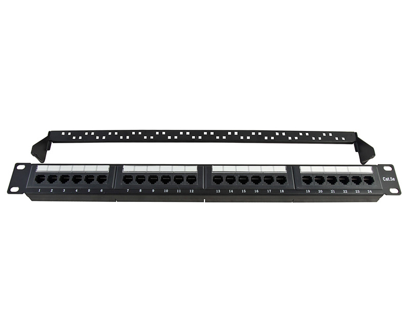 UTP Cat.5e Patch Panel 24Port 110IDC with back bar Copper System Patch Panel